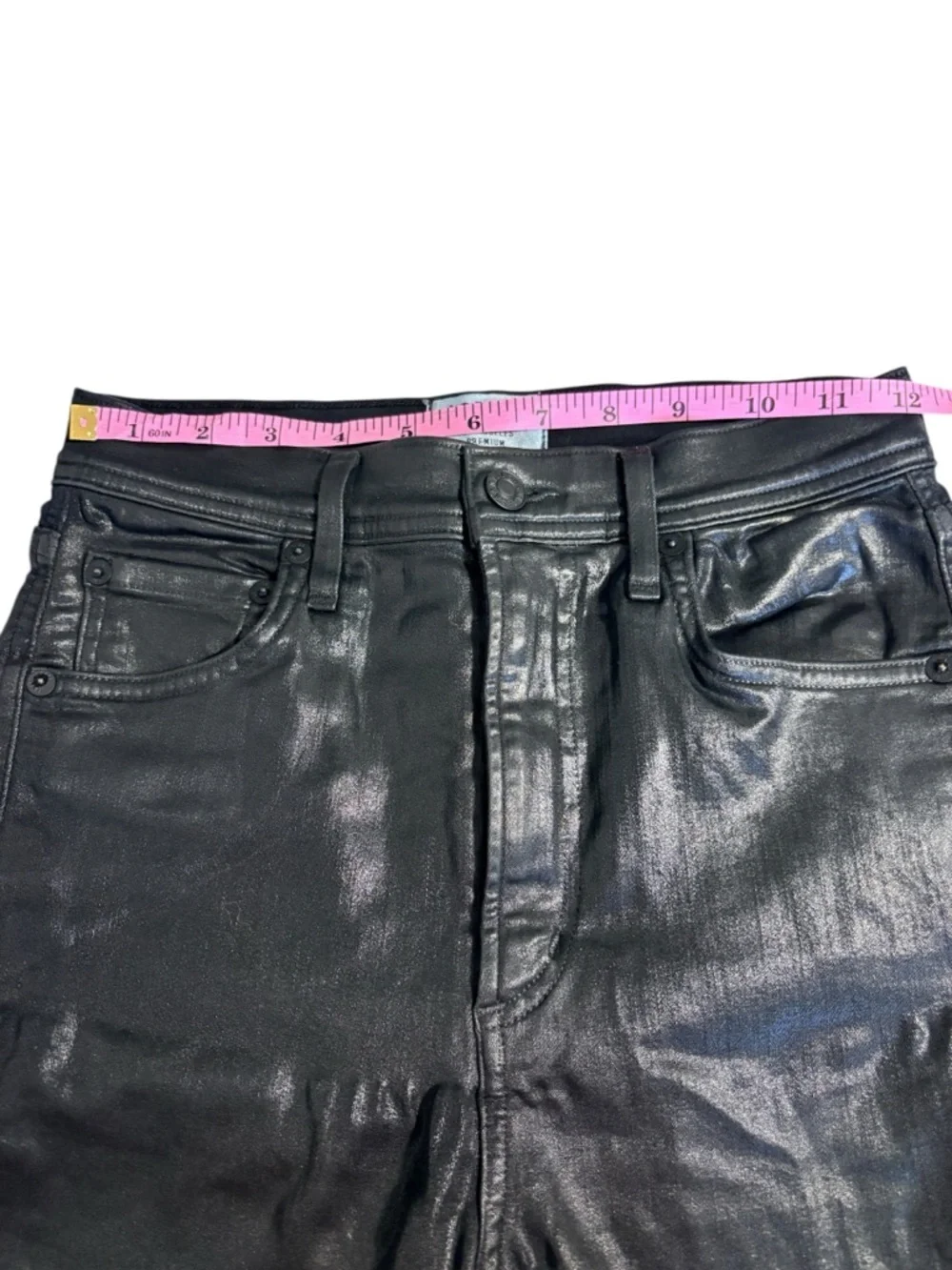AGOLDE Roxanne High Rise Coated Skinny Jeans Black Leatherette 26 - Picture 5 of 7